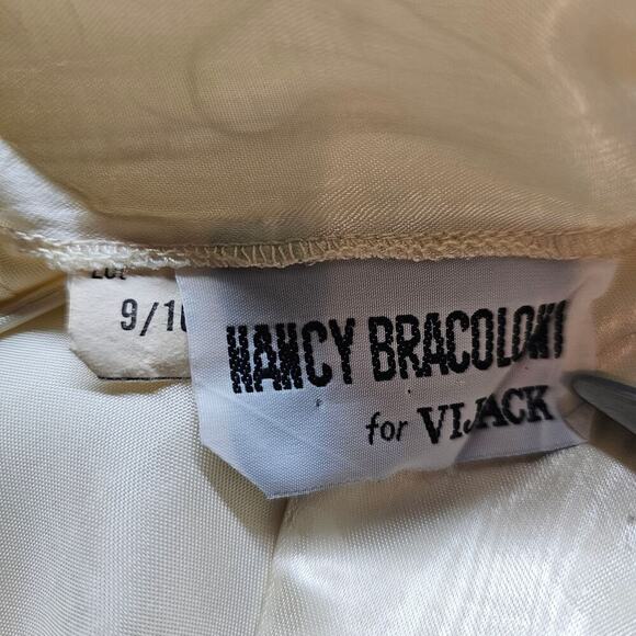 Vintage Peplum Dress Womens Size 6 White Silky 80s Glam Rock Retro Party Mod - Picture 12 of 12